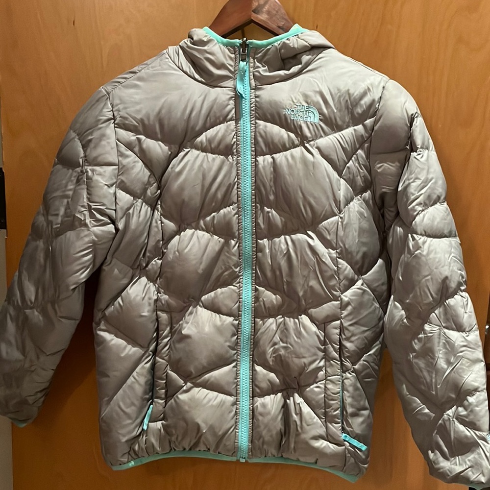 Grey Reversible Northface Puffer Jacket